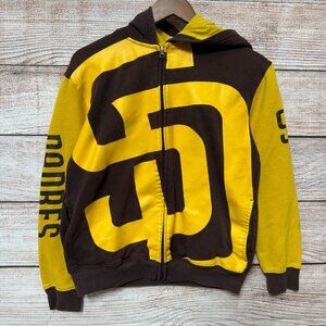 San Diego Padres Youth Full-Zip Hoodie Brown Yellow MLB Genuine Size Large L Y2k